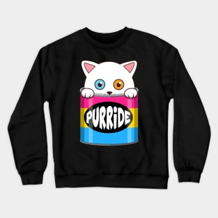 Funny White Cat Pansexual Pride Crewneck Sweatshirt